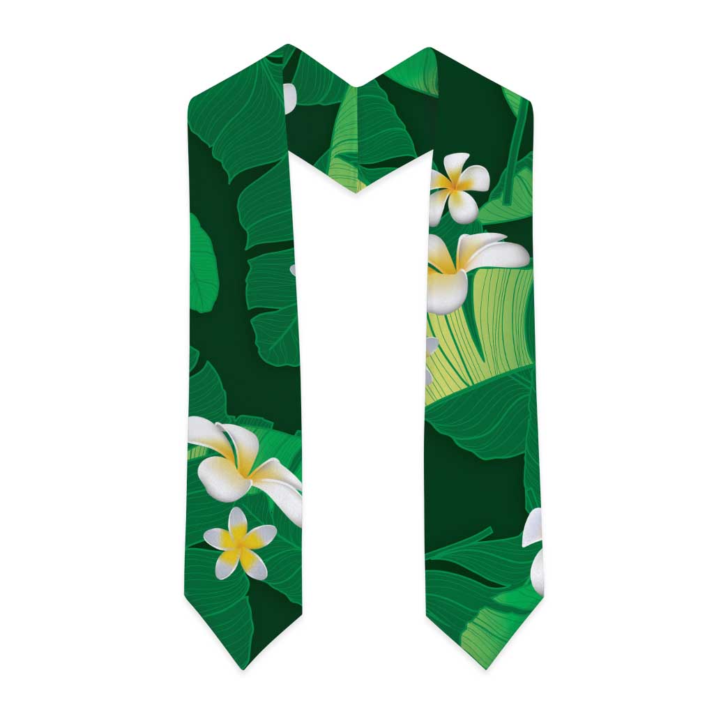 Green Banana Leaf Hawaii Graduation Stole Lau Maia Plumeria Tropical Summer Vibes LT14 - Polynesian Pride