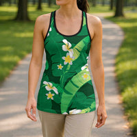 Green Banana Leaf Hawaii Hollow Tank Top Lau Maia Plumeria Tropical Summer Vibes LT14 - Polynesian Pride