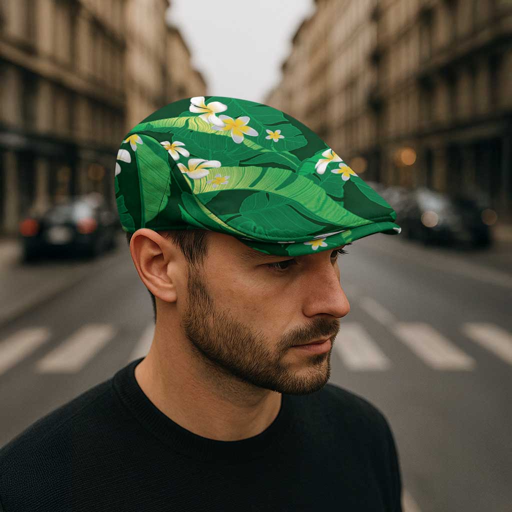 Green Banana Leaf Hawaii Jeff Hat Lau Maia Plumeria Tropical Summer Vibes LT14 - Polynesian Pride