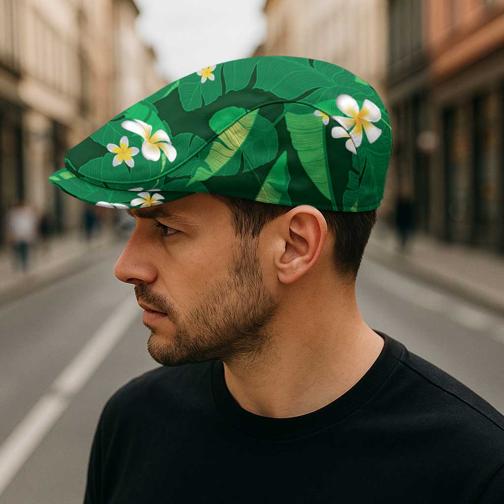 Green Banana Leaf Hawaii Jeff Hat Lau Maia Plumeria Tropical Summer Vibes LT14 - Polynesian Pride