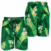 Green Banana Leaf Hawaii Shorts for Men Lau Maia Plumeria Tropical Summer Vibes LT14 - Polynesian Pride