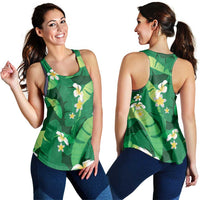 Green Banana Leaf Hawaii Women Racerback Tank Lau Maia Plumeria Tropical Summer Vibes LT14 - Polynesian Pride