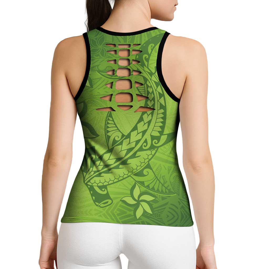 Green Gradient Polynesia Hollow Tank Top Hawaiian Tribal Hammerhead Shark Tattoo - Polynesian Pride