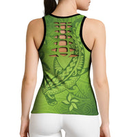 Green Gradient Polynesia Hollow Tank Top Hawaiian Tribal Hammerhead Shark Tattoo - Polynesian Pride