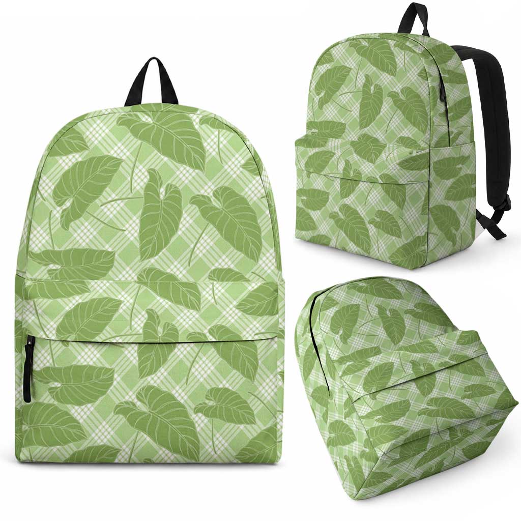 Green Hawaii Kalo Palaka Motifs Backpack Hawaiian Taro Leaves Elegant Vibes LT14 - Polynesian Pride
