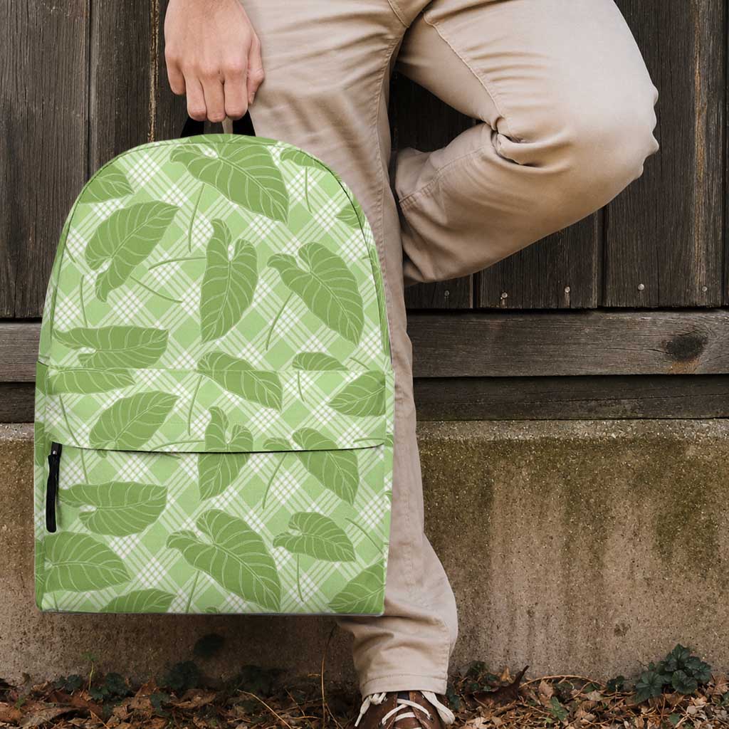 Green Hawaii Kalo Palaka Motifs Backpack Hawaiian Taro Leaves Elegant Vibes LT14 - Polynesian Pride