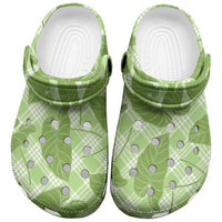 Green Hawaii Kalo Palaka Motifs Clogs Shoes Hawaiian Taro Leaves Elegant Vibes