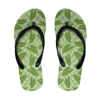Green Hawaii Kalo Palaka Motifs Flip Flops Hawaiian Taro Leaves Elegant Vibes
