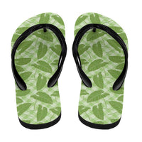 Green Hawaii Kalo Palaka Motifs Flip Flops Hawaiian Taro Leaves Elegant Vibes