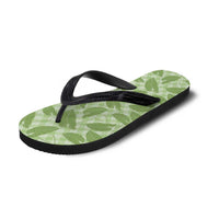 Green Hawaii Kalo Palaka Motifs Flip Flops Hawaiian Taro Leaves Elegant Vibes