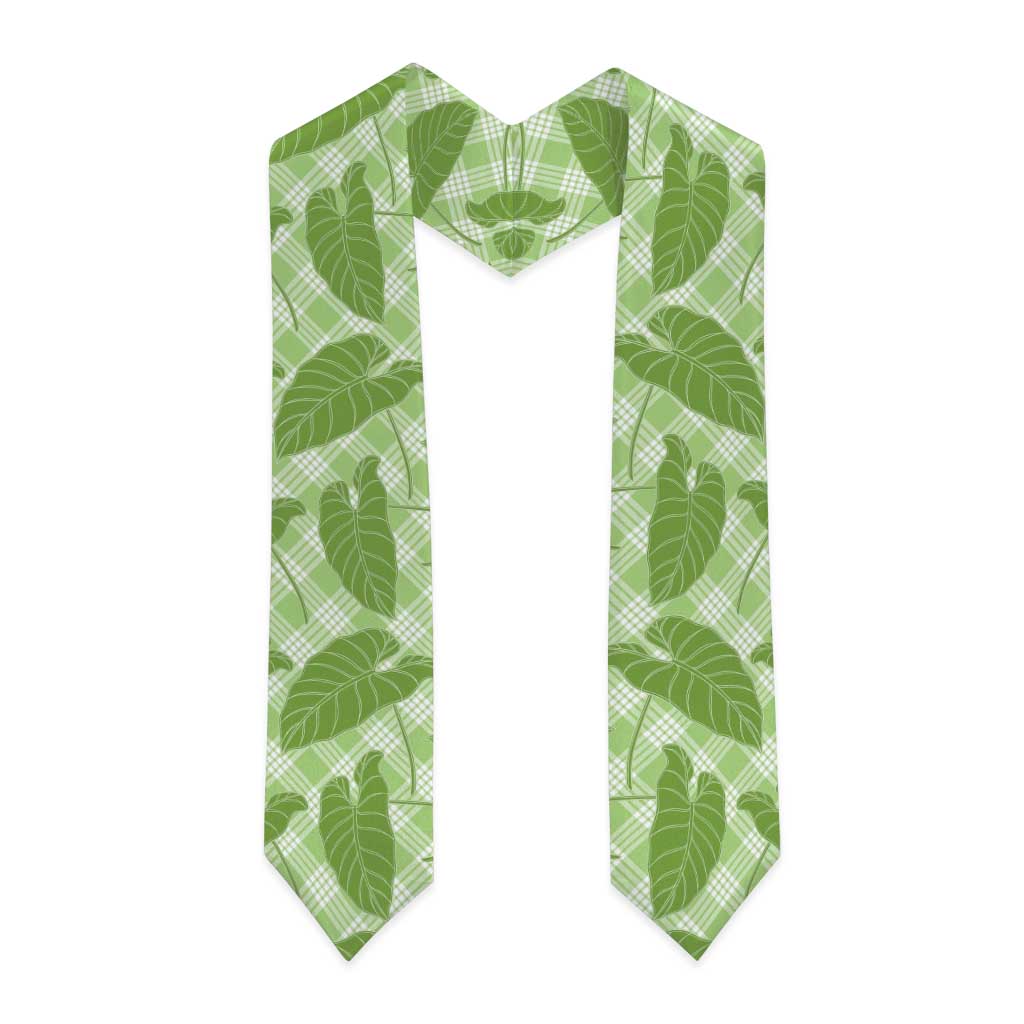 Green Hawaii Kalo Palaka Motifs Graduation Stole Hawaiian Taro Leaves Elegant Vibes