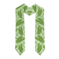 Green Hawaii Kalo Palaka Motifs Graduation Stole Hawaiian Taro Leaves Elegant Vibes