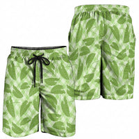 Green Hawaii Kalo Palaka Motifs Shorts for Men Hawaiian Taro Leaves Elegant Vibes