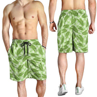 Green Hawaii Kalo Palaka Motifs Shorts for Men Hawaiian Taro Leaves Elegant Vibes