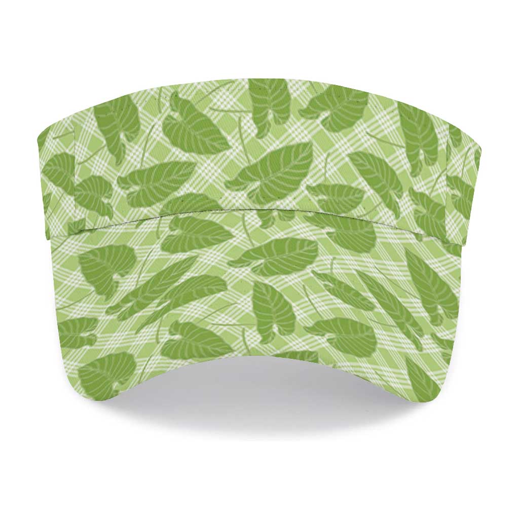 Green Hawaii Kalo Palaka Motifs Sun Visor Cap Hawaiian Taro Leaves Elegant Vibes LT14 - Polynesian Pride