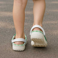 Green Hawaii Palaka Clogs Shoes Hawaiian Honohono Lei