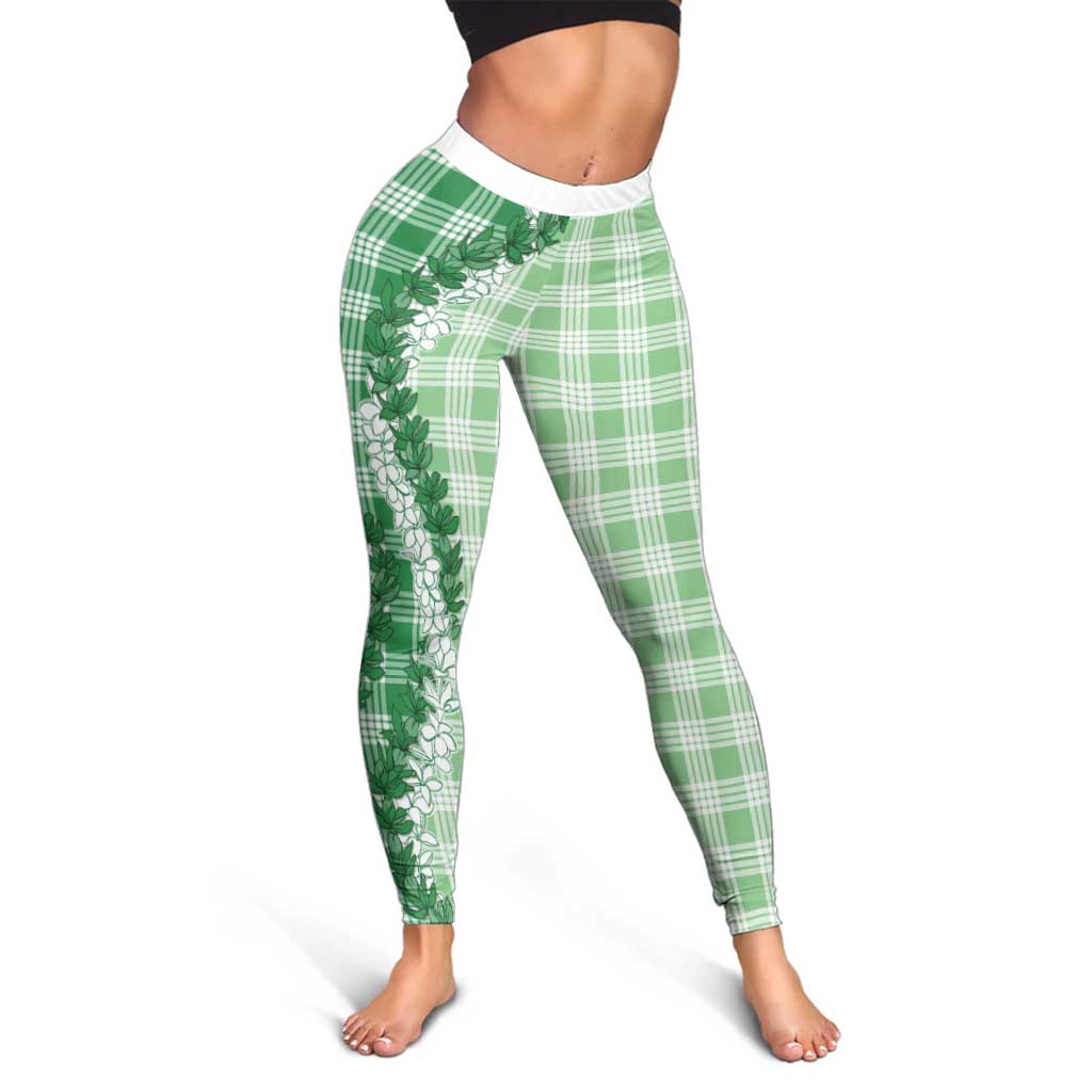 Green Hawaii Palaka Leggings Hawaiian Honohono Lei