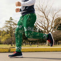 Green Hawaii Palm Tree Hibiscus Jogger Pants Fantasy Summer Vibe LT01 - Polynesian Pride