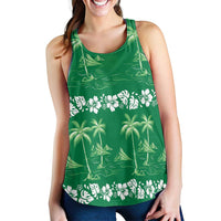 Green Hawaii Palm Tree Hibiscus Women Racerback Tank Fantasy Summer Vibe LT01 - Polynesian Pride
