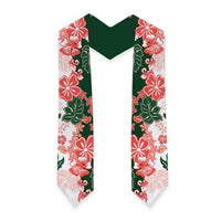 Green Orange Hibiscus Plumeria Floral Graduation Stole