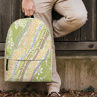 Green Palaka Hawaii Leis Backpack Hawaiian-plaid Elegant Tropical Vibes LT14 - Polynesian Pride
