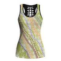 Green Palaka Hawaii Leis Hollow Tank Top - Hawaiian Plaid Elegant Tropical Vibes LT14 Female Green - Polynesian Pride