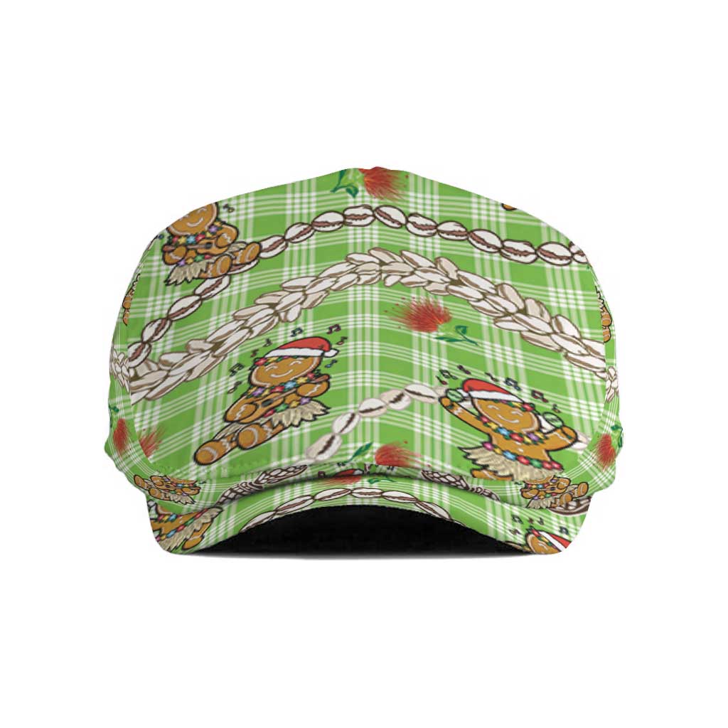 Green Palaka Hawaii Mele Kalikimaka Jeff Hat Ohia Lehua Shell Leis Funny Gingerbread Santa - Polynesian Pride