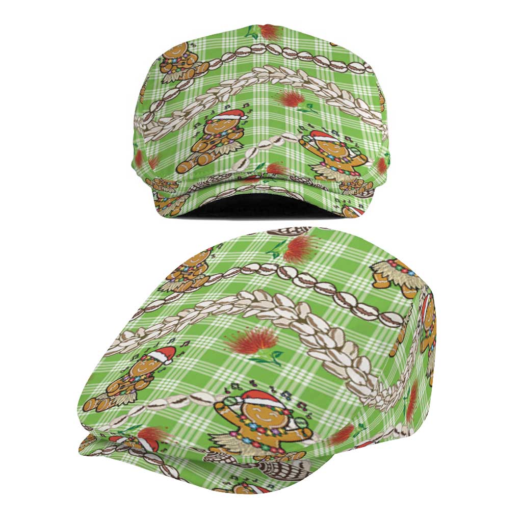 Green Palaka Hawaii Mele Kalikimaka Jeff Hat Ohia Lehua Shell Leis Funny Gingerbread Santa - Polynesian Pride