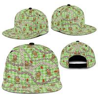 Green Palaka Hawaii Mele Kalikimaka Snapback Cap Ohia Lehua Shell Leis Funny Gingerbread Santa - Polynesian Pride