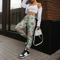 Green Paniolo Palaka Hawaiian Cowgirl Christmas Jogger Pants - Polynesian Pride
