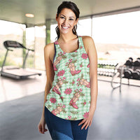 Green Paniolo Palaka Hawaiian Cowgirl Christmas Women Racerback Tank - Polynesian Pride