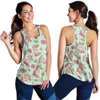 Green Paniolo Palaka Hawaiian Cowgirl Christmas Women Racerback Tank - Polynesian Pride