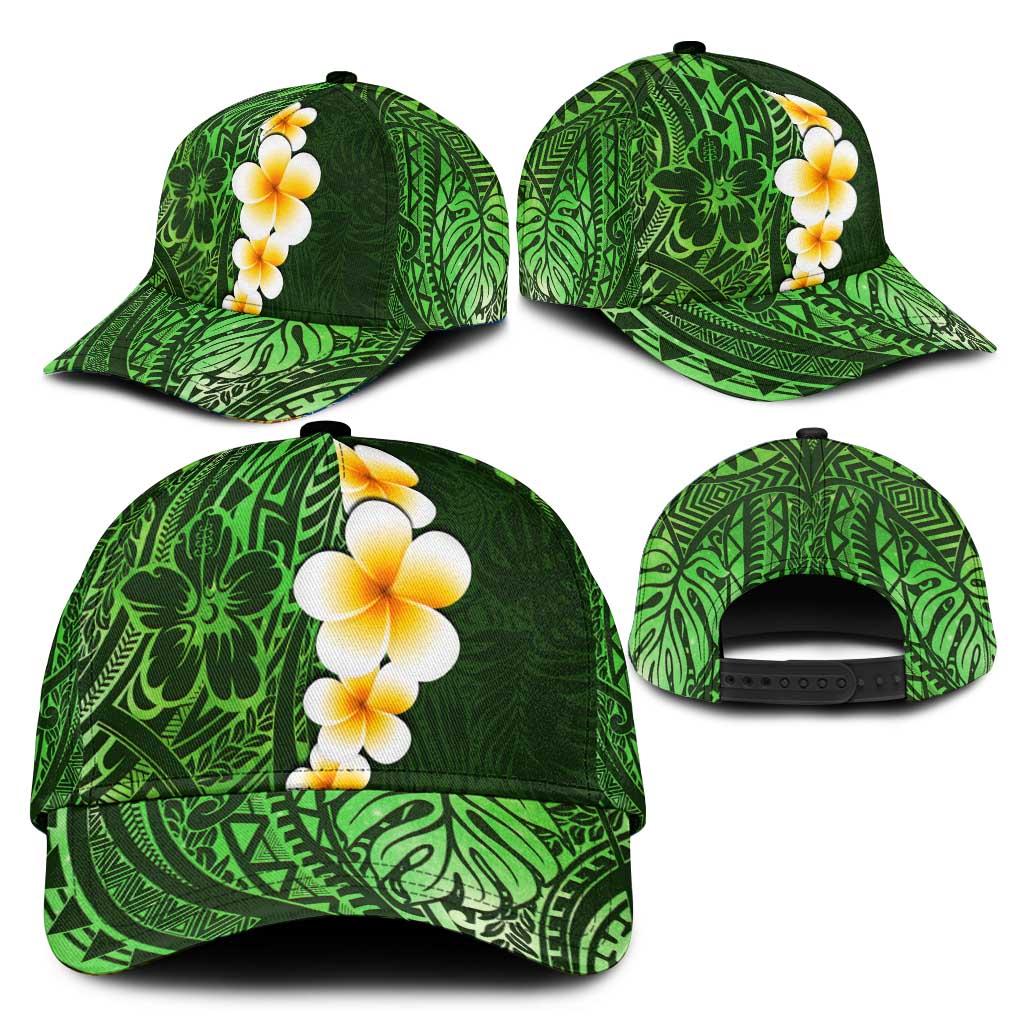 Green Polynesia Classic Cap Plumeria Tropical Leaves With Galaxy Polynesian Art LT14