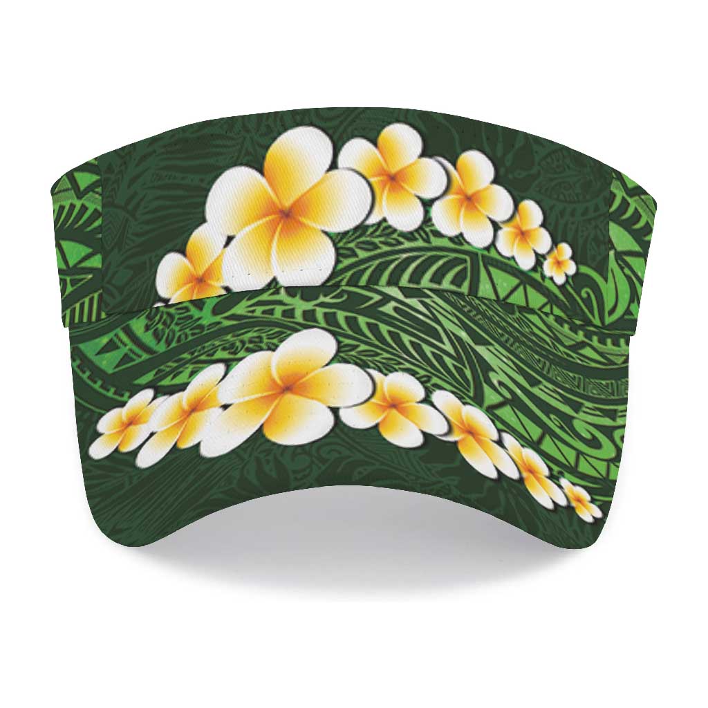 Green Polynesia Sun Visor Cap Plumeria Tropical Leaves With Galaxy Polynesian Art