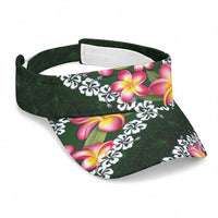 Green Polynesia Sun Visor Cap Plumeria With Hibiscus Pattern Tropical Vibes