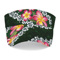 Green Polynesia Sun Visor Cap Plumeria With Hibiscus Pattern Tropical Vibes