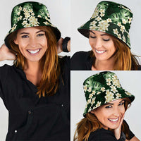 Green Tropical Hawaii Bucket Hat Seamless Monstera Plumeria Hawaiian Pattern - Polynesian Pride