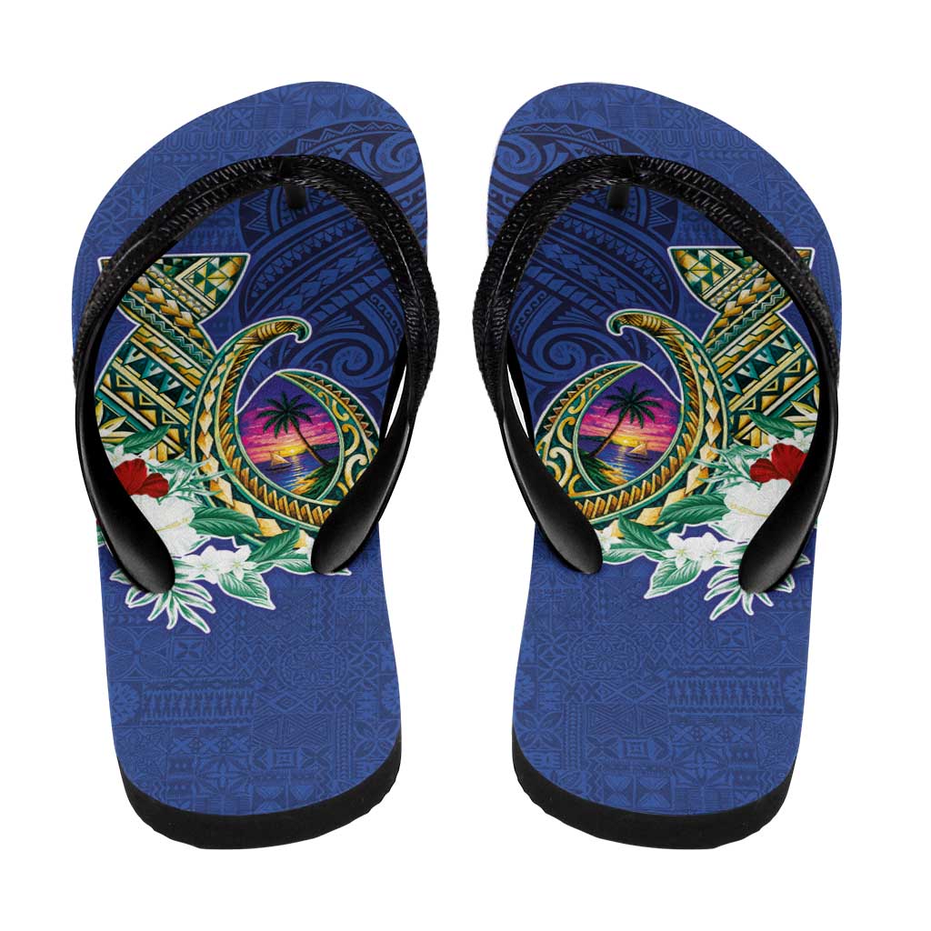 Guam Chamorro Flip Flops Tribal Latte Stone and Seal Artwork Polynesian Patterns