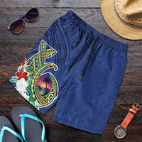Guam Chamorro Shorts for Men Tribal Latte Stone and Seal Artwork Polynesian Patterns