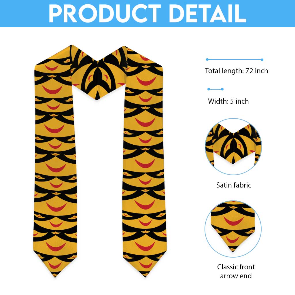 Hawaii Ahu Ula Inspired Graduation Stole Black Version LT05 - Polynesian Pride