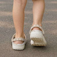 Hawaii Aloha Plumeria Lei Beige Palaka Clogs Shoes - Polynesian Pride