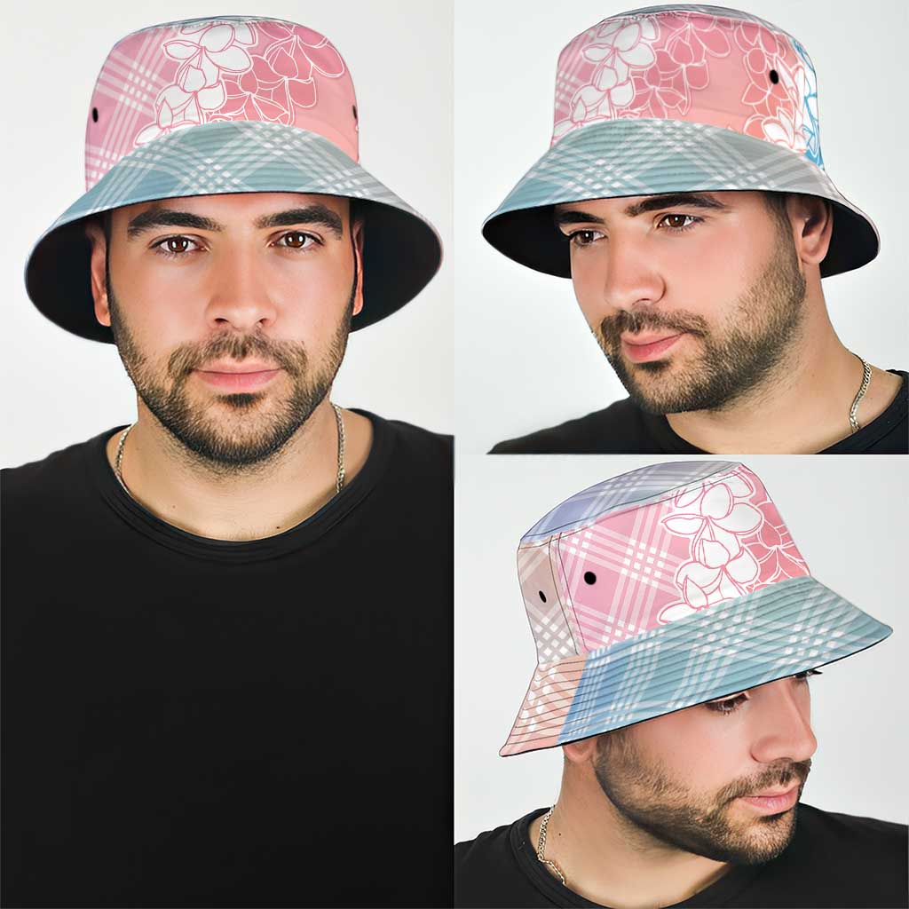 Hawaii Aloha Plumeria Lei Pastel Candy Palaka Bucket Hat - Polynesian Pride