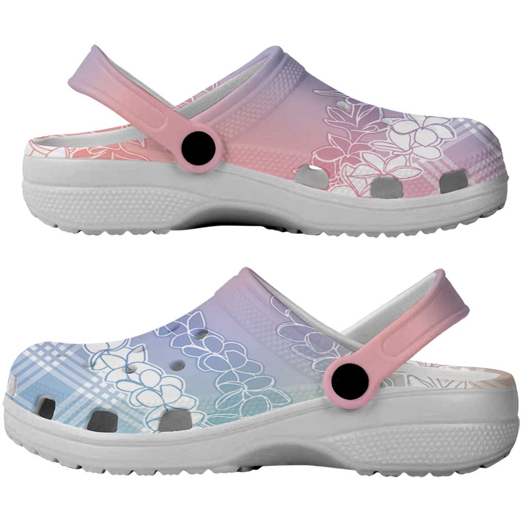 Hawaii Aloha Plumeria Lei Pastel Candy Palaka Clogs Shoes - Polynesian Pride