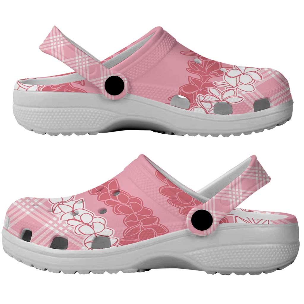 Hawaii Aloha Plumeria Lei Pink Palaka Clogs Shoes - Polynesian Pride
