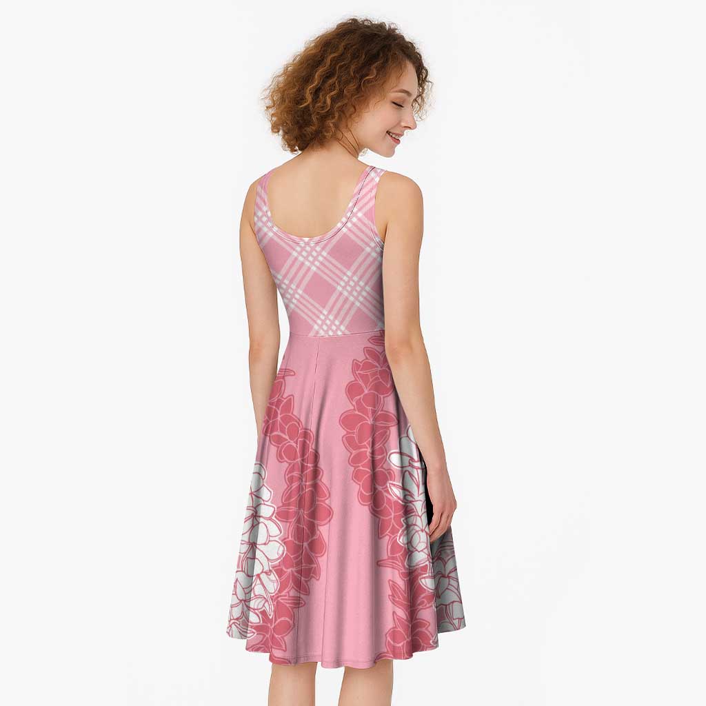 Hawaii Aloha Plumeria Lei Pink Palaka Midi Dress - Polynesian Pride