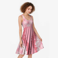 Hawaii Aloha Plumeria Lei Pink Palaka Midi Dress - Polynesian Pride