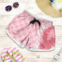 Hawaii Aloha Plumeria Lei Pink Palaka Shorts for Women - Polynesian Pride