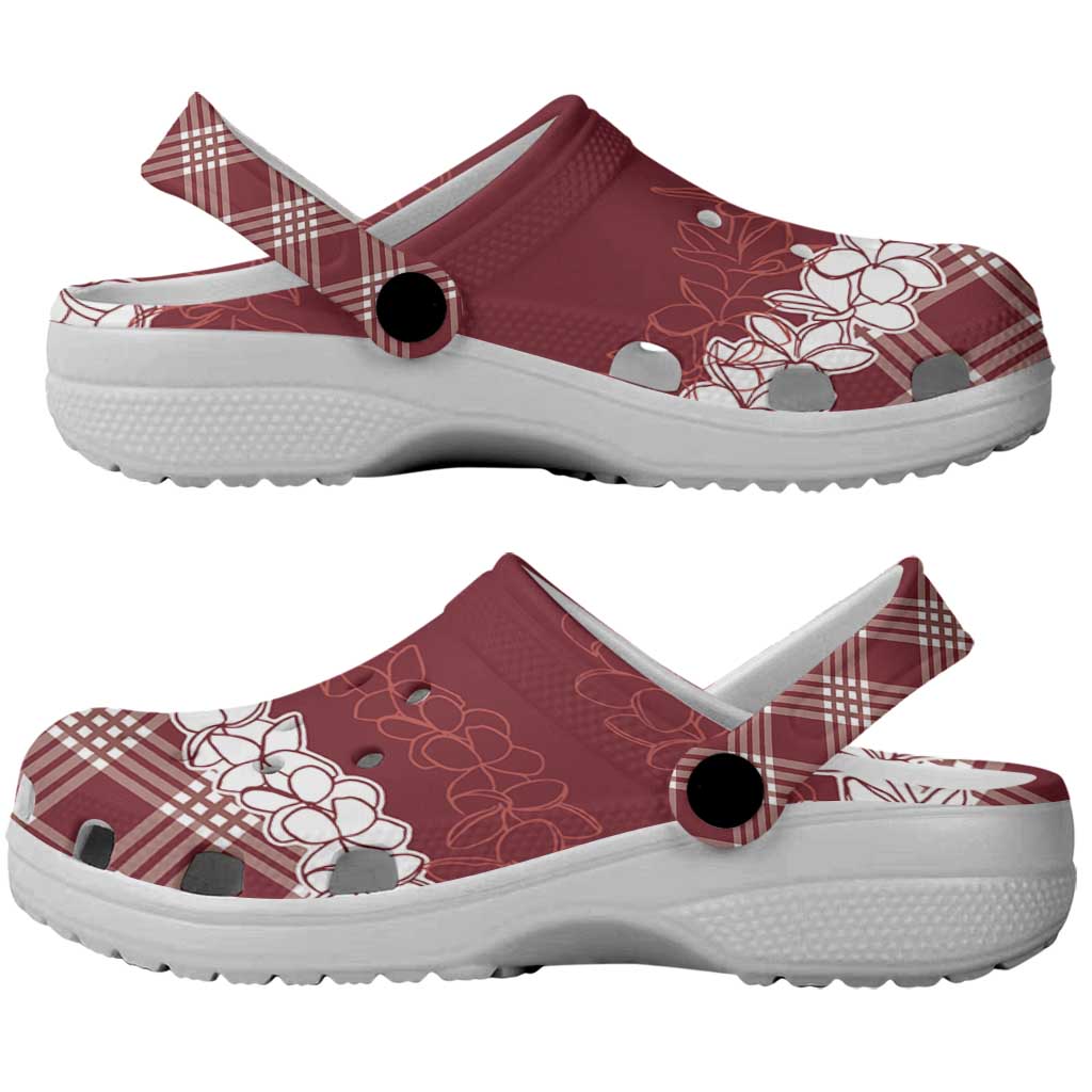 Hawaii Aloha Plumeria Lei Scarlet Palaka Clogs Shoes - Polynesian Pride