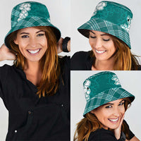 Hawaii Aloha Plumeria Lei Teal Palaka Bucket Hat - Polynesian Pride