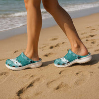 Hawaii Aloha Plumeria Lei Teal Palaka Clogs Shoes - Polynesian Pride
